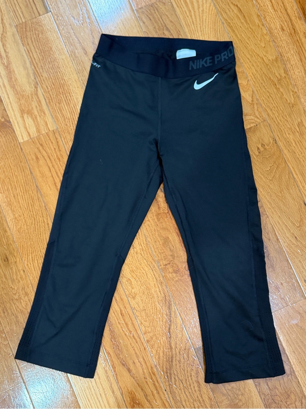 Nike Black Capri Leggings with Silver Swoosh